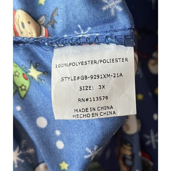 Gabby Brooke Women's Christmas Blue Scrub Top with Pockets Size 3X NWT - Picture 3 of 4